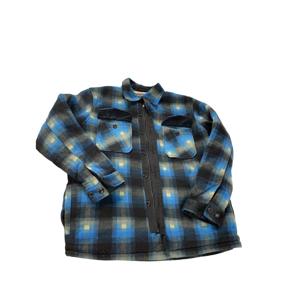 Maxxsel Mens Sherpa-Lined Buffalo Plaid Jacket Blue/Black XL SKU 9337